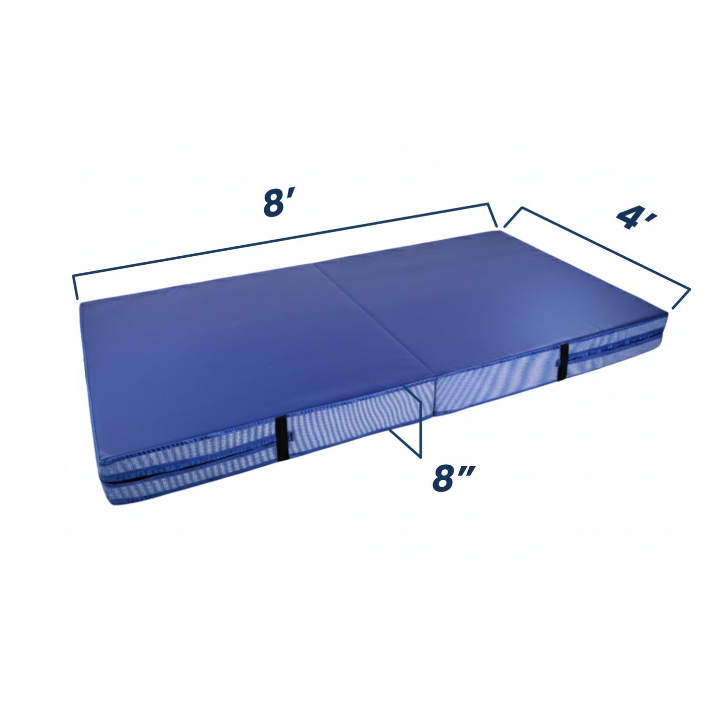 FlooringInc Folding Gymnastics Crash Mat – Thick Landing Pad for Tumbling, Kids Gymnastics, Cheer & Martial Arts Training – 8" Crash Pad, 4 ft x 8 ft Safety Mat (Royal Blue)