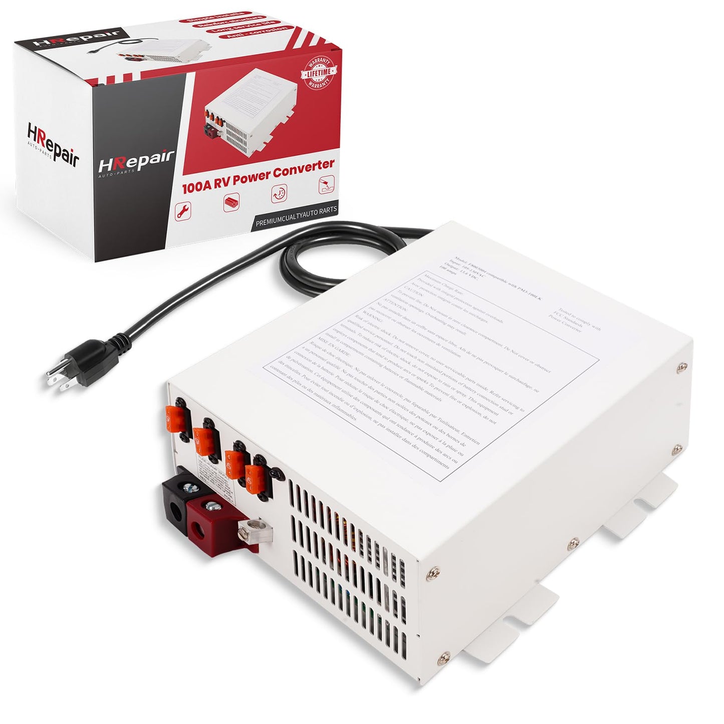 HRepair PM3 100 Amp RV Power Converter 100A 110V AC to 12V DC 100 Amp Battery Charger RV Power Converter Replacement PM3-100LK PM4-100丨White