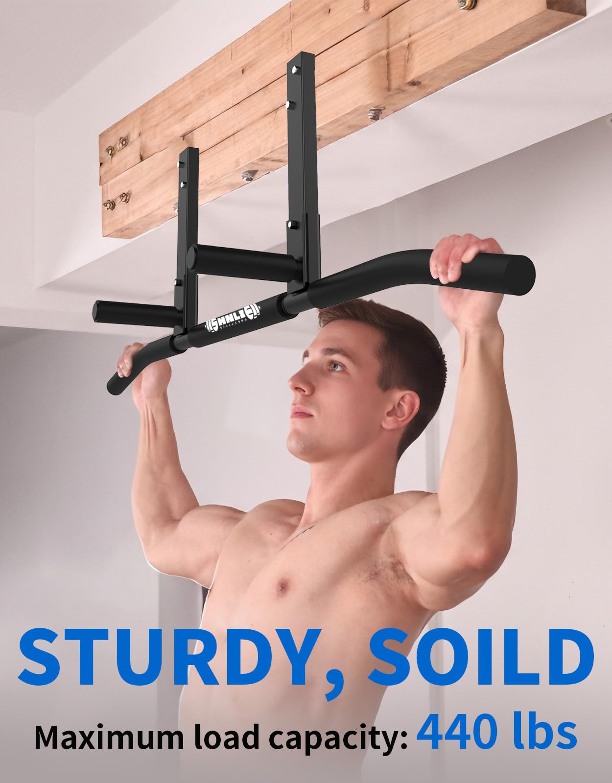 Shnlie Joist Mounted Pull Up Bar, Ceiling Mount Chin Up Bar for Home Gym, Beam, Rafter, 42" Wide Bar, Easy installation