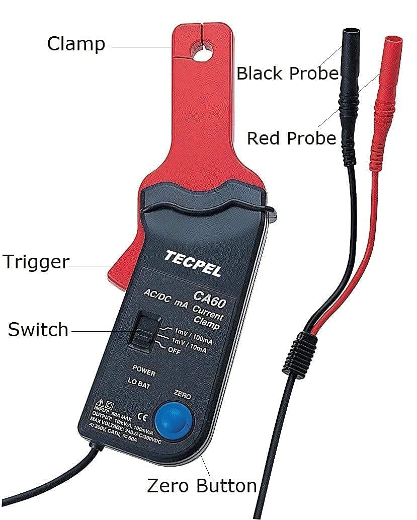 TECPEL DMM-139 Digital Multimeter + CA-60 Current Clamp Transmitter 60A