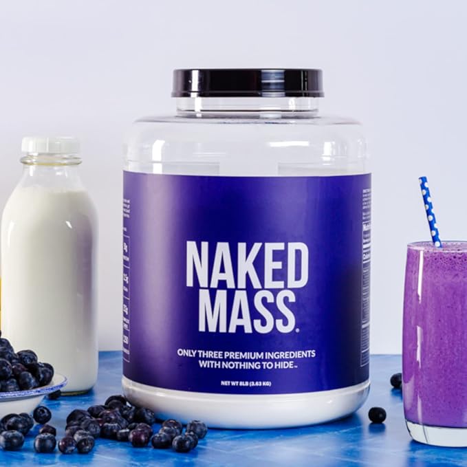 NAKED Vanilla Mass - All Natural Vanilla Weight Gainer Protein Powder - 8lb Bulk, GMO Free, Gluten Free & Soy Free, No Artificial Ingredients - 1,260 Calories - 11 Servings