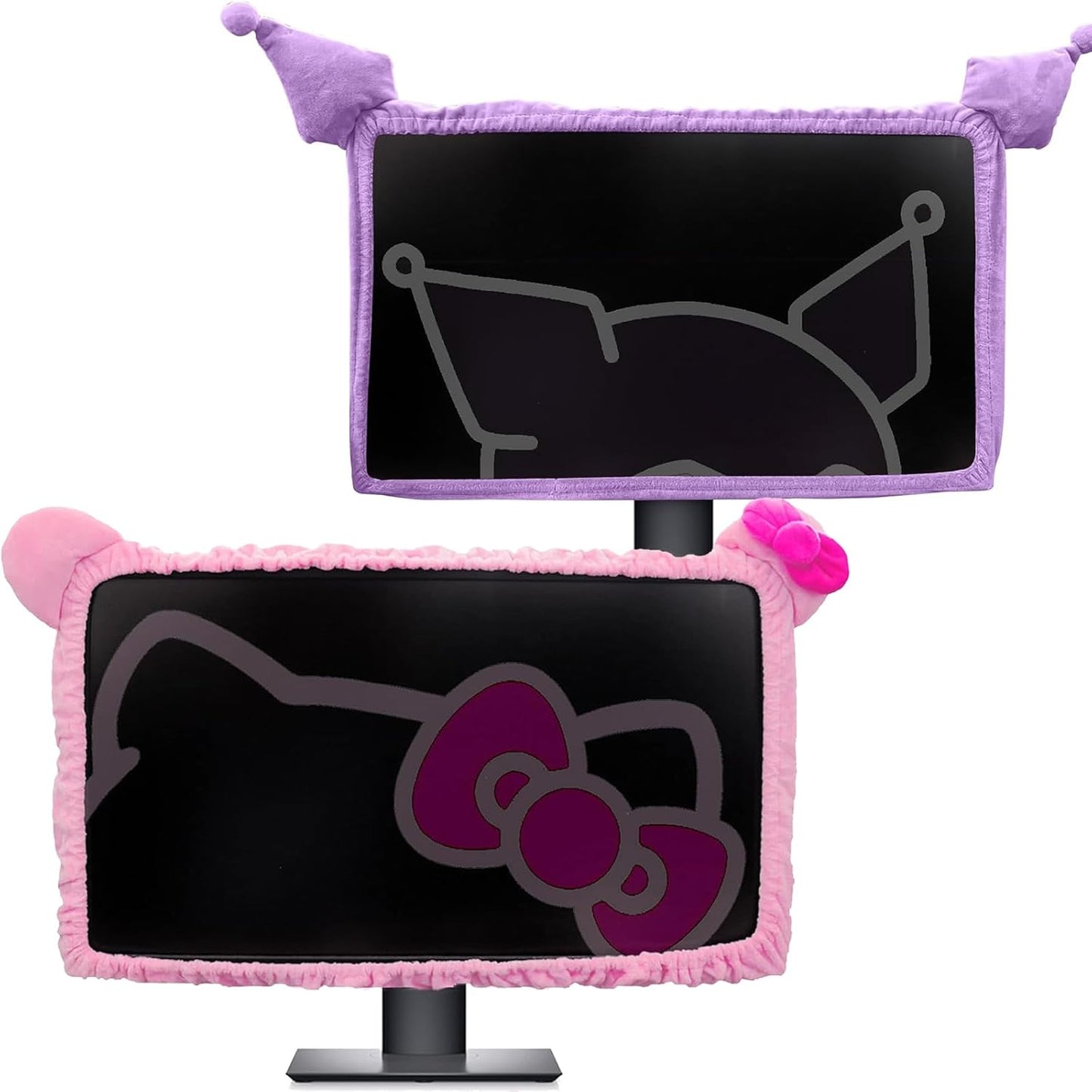 Kakurookie 23'' 34'' - Computer Monitor Protective Cover with Cat Ear Design, Cute Monitor Dust Cover with Furry