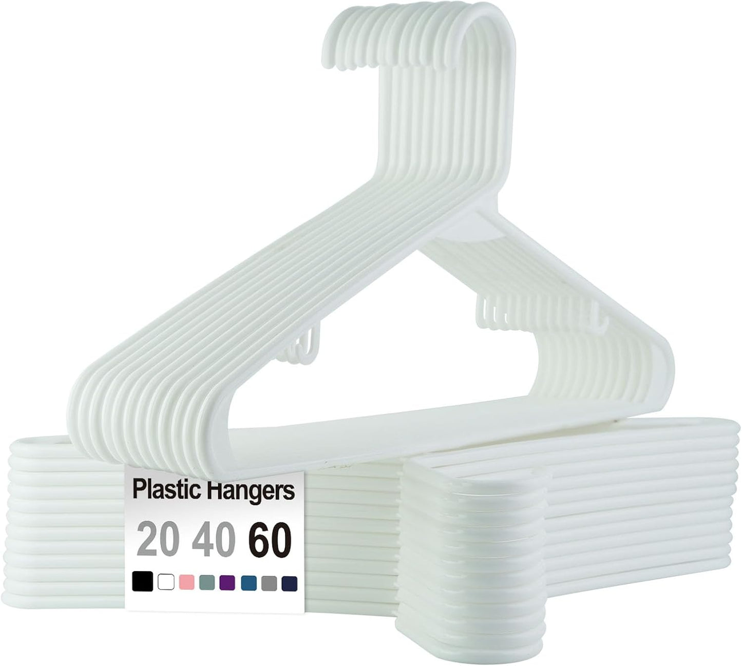 Plastic Hangers | Sturdy Space-Saving Design with Built-in Hooks - 20 Pack for Closet Organization