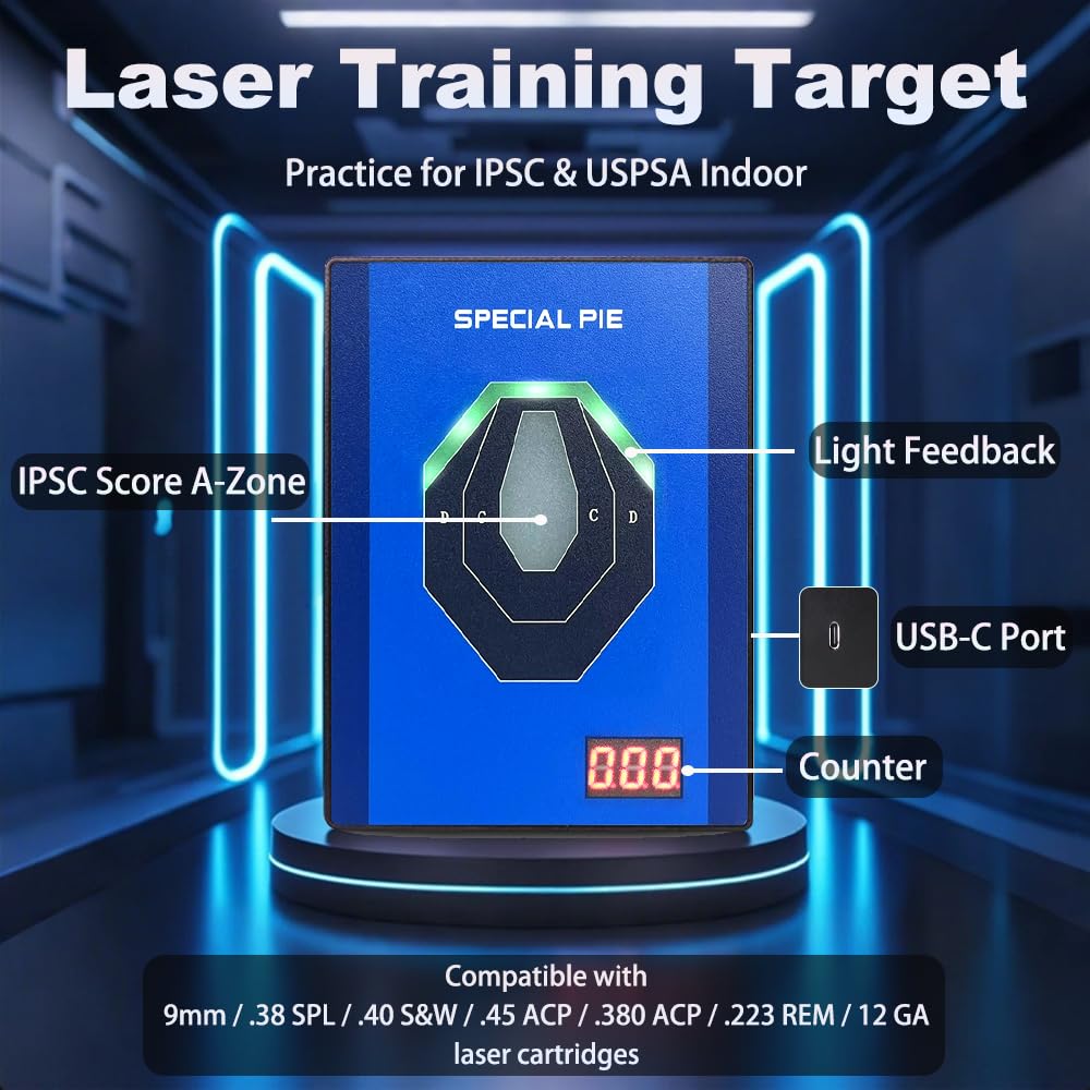 Dry Fire Laser Training System, Laser Target for Dry Fire Shooting Compatible with Most Laser Cartridges, Steel Plate Sound & Immediate Flash Feedback, Ideal for IPSC, IDPA & USPSA