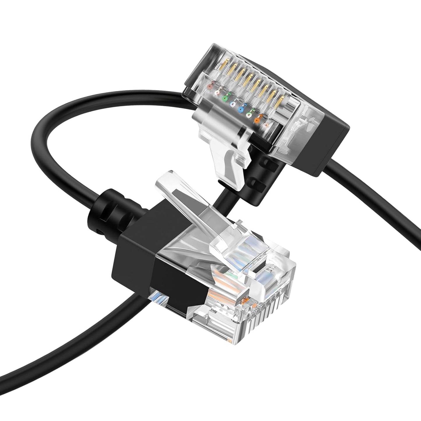 Cat6A 90 3.3FT, Cat6 Rj45 10Gbps 550MHz Ethernet Cable Degree Up Angled Flexible Slim & Ultra Thin Ethernet Patch LAN