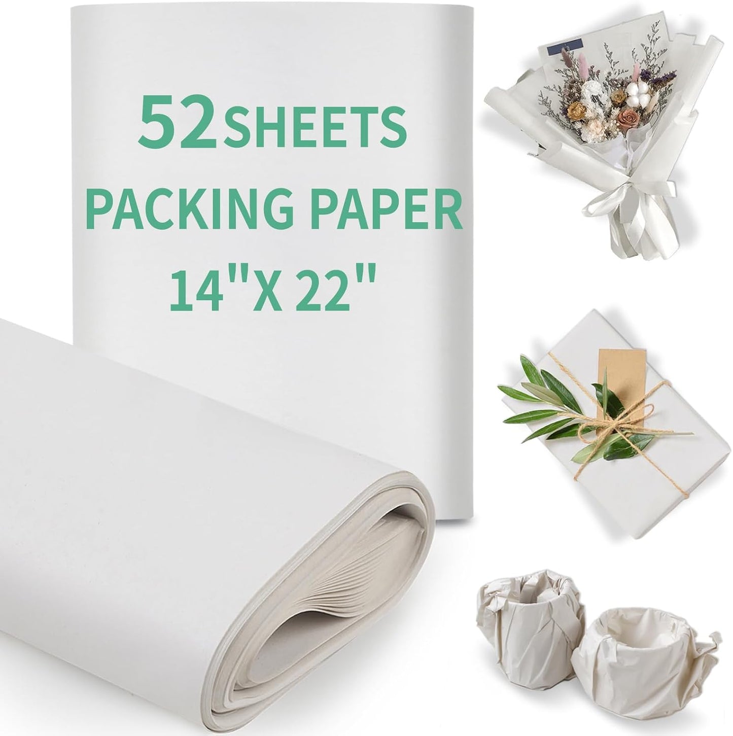 Packing Paper Sheets - 14" x 22" Newsprint for Moving & Shipping | 52 Sheets for Wrapping & Protection