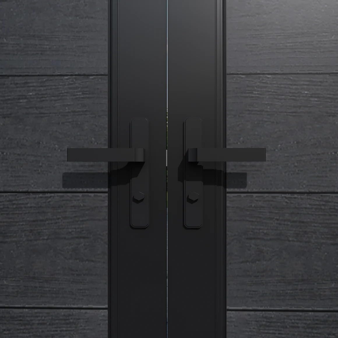 Mondaria Wood Plastic Composite Gate for Privacy Fence, 6ft(H)*6ft(W) Double Fence Gate with Metal Frame and Knob Kits, Black (Without Post)