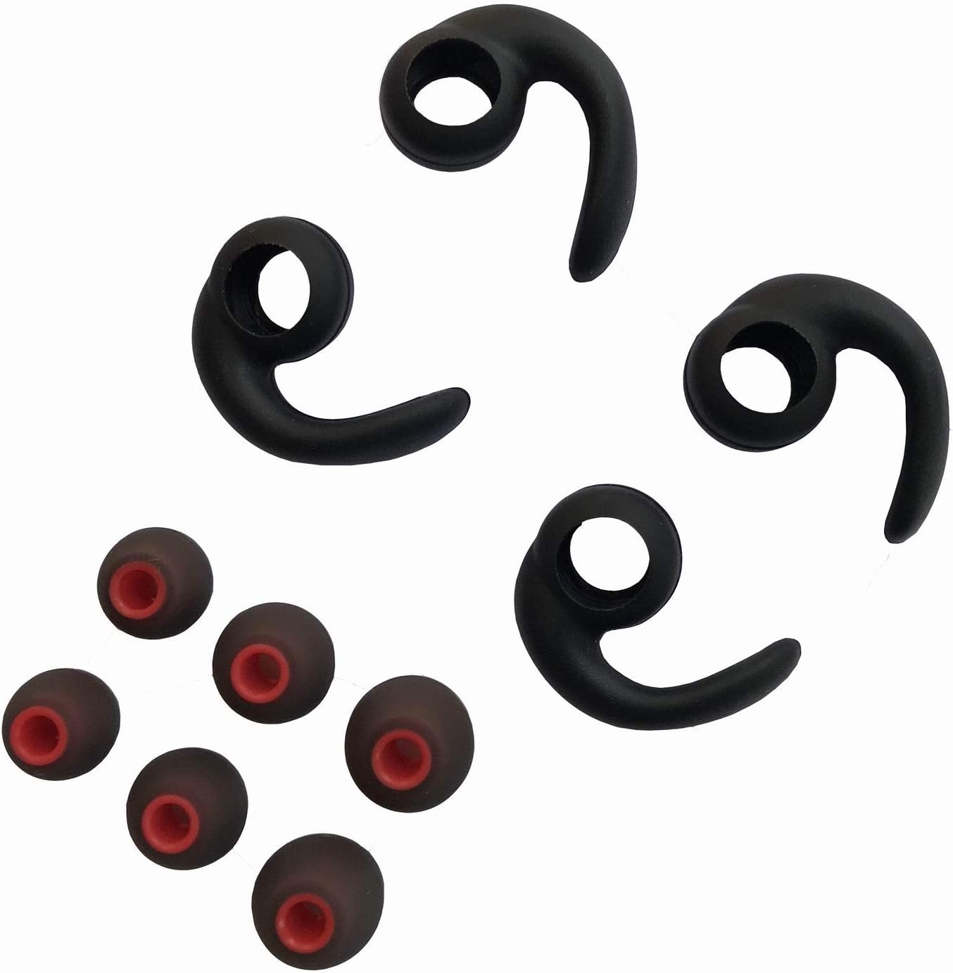Vezukv (2Black-M) Earbuds Replacement Tips Soft Silicone Earbud Locks Sport Grips Earphones Stabilizer Fins Wings Tips