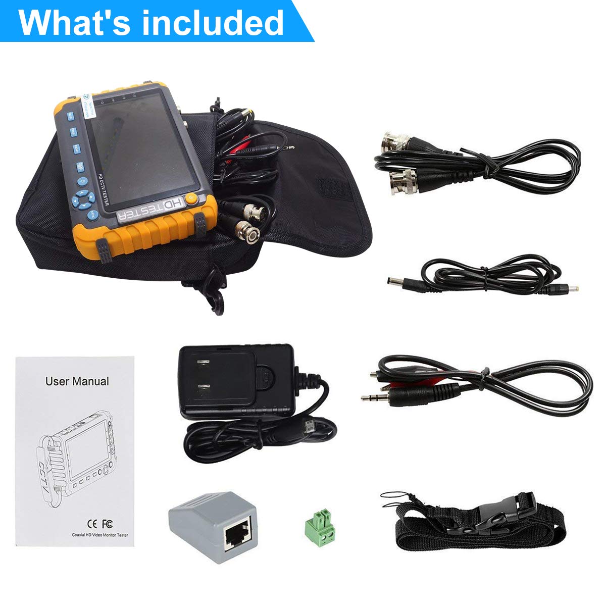 Anpviz 5 Inch 4 in 1 CCTV Monitor Tester, AHD/TVI/CVI/CVBS Coaxial Analog Video CCTV Tester, UTP/PTZ Cable Test for 1080P/3MP/4MP/5MP/8MP Analog Security Camera, VGA DC12V Output Camera