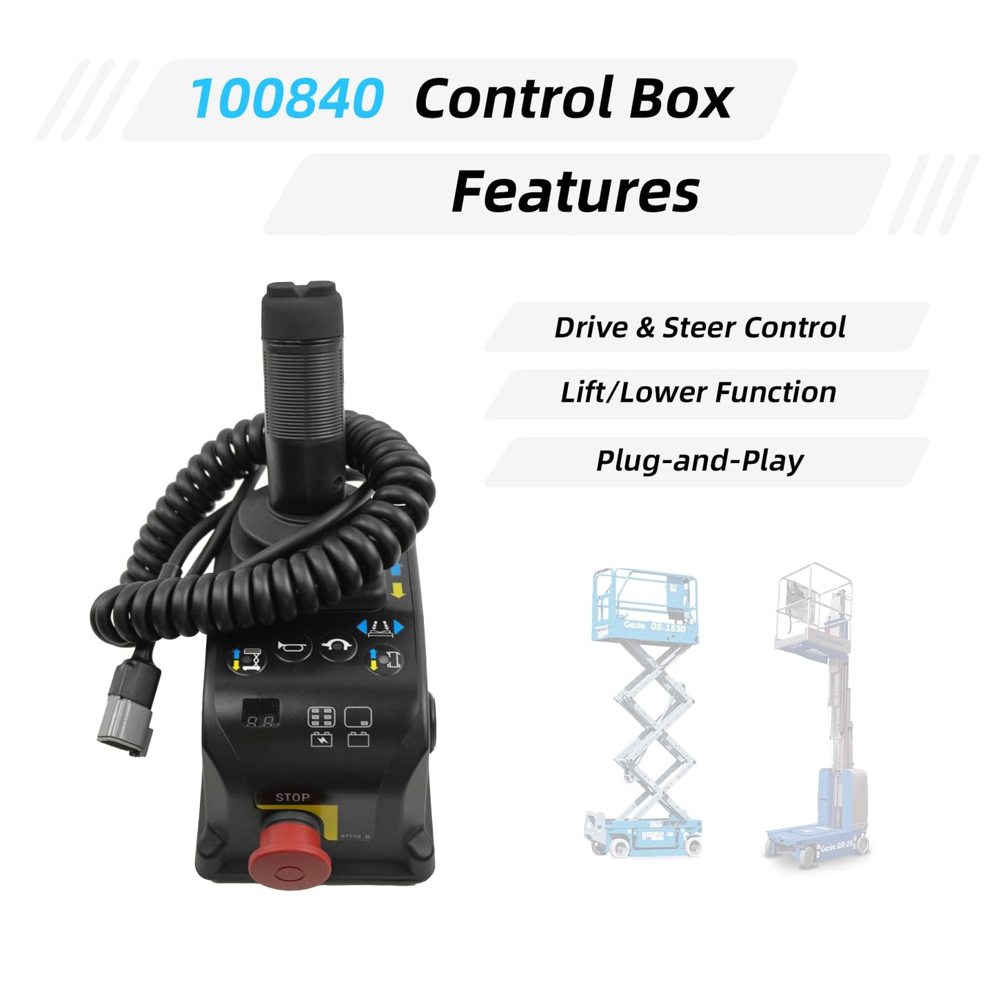 SAIYIS 100840 100840GT Control Box 4 Button for Genie Scissor Lift GS-1530 GS-1532 GS-1930 GS1932 GS-2032 GS-2046 GR-12 GR-15 GR-20 GRC-12