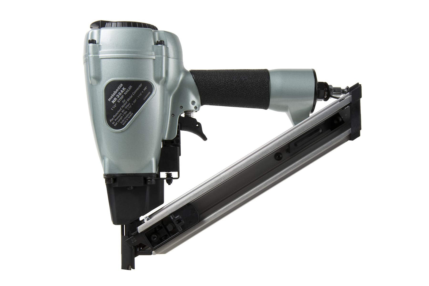 Metabo HPT Strap-Tite Fastening System Strip Nailer, Pro-preferred Pneumatic Power Nailers, Metal Connector Tool for Fastening Metal Connectors to Wood, 36° Magazine, 1-1/2″ Connector Nails, NR38AK