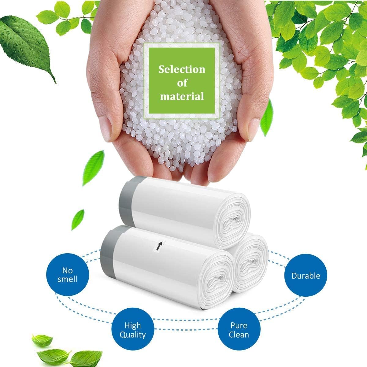 Teivio 4 Gallon Drawstring Trash Bags - 140 Count Strong Bathroom & Kitchen Bin Liners | White