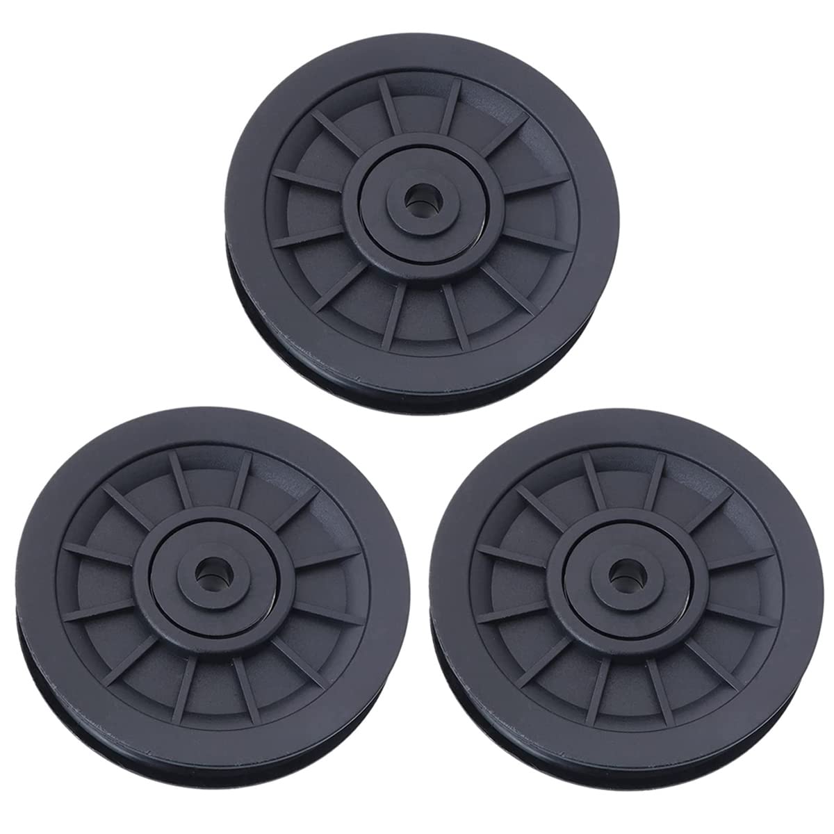 Pulley Wheel for Gym Equipment，90mm/3.5" Nylon Bearing Pulley， Wheel Replace for Gym Equipment Part Cable，Universal Wearproof Abration Bearing (3 pcs)，gym equipment and garage door pulley system (3)