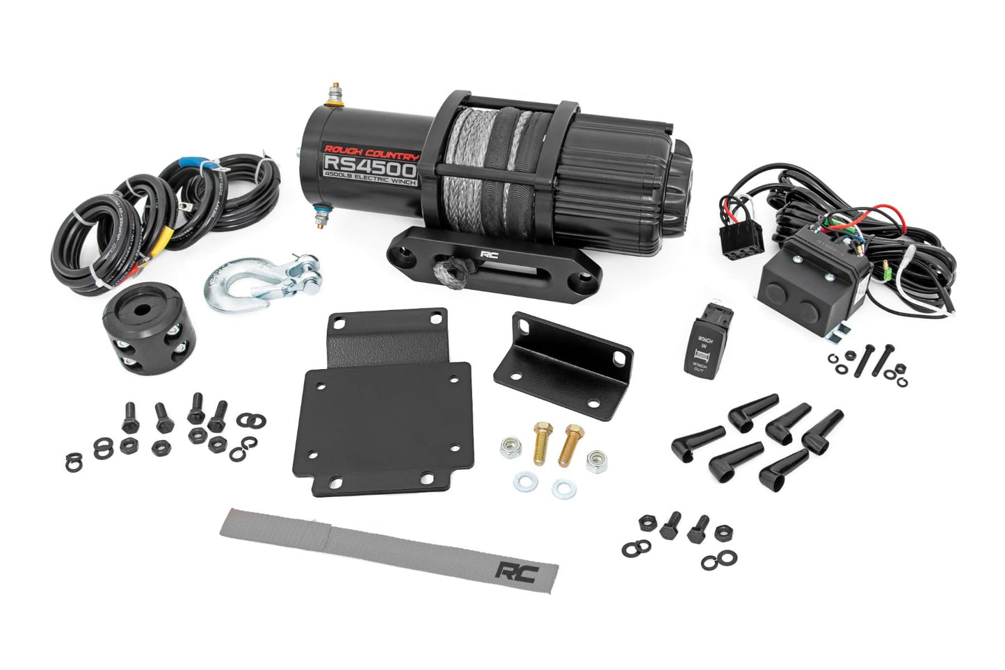Rough Country 4,500 LB Winch Mount Kit for Honda Pioneer 1000/1000-5 - Bolt-On Mounting Plate with RS4500S UTV Winch & Synthetic Rope