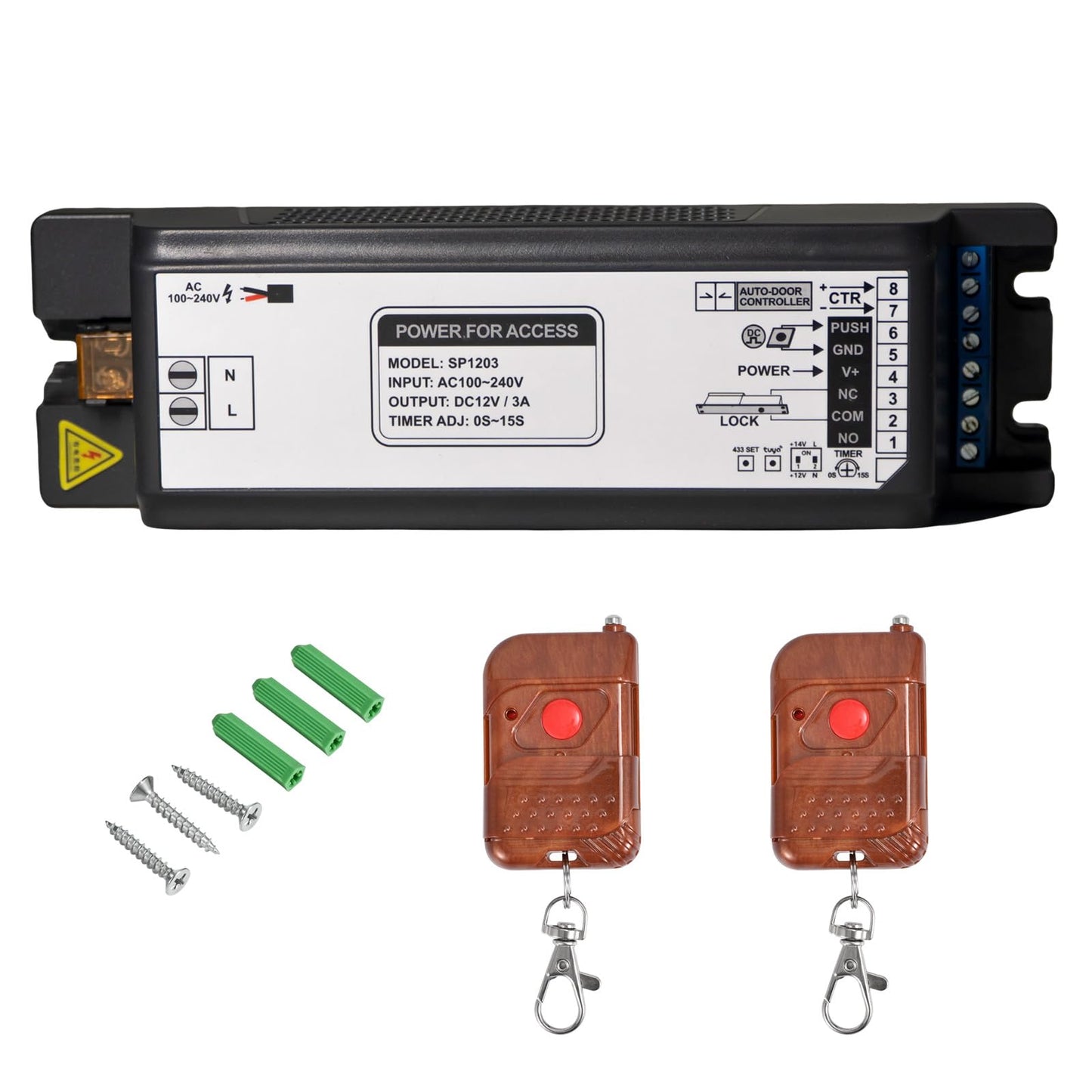 Access Control System Kit with IP68 Waterproof Metal Touch Keypad, 600LB Magnetic Lock, Zinc Alloy Exit Button, 2 Remote Controls and Tuya App Remote Access