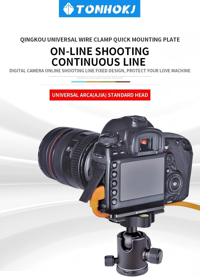 TONHOKJ Camera Cable Clamp Quick Release Plate, Aluminum DSLR Tethered Shooting Cable Lock Clip, HDMI USB Data Port