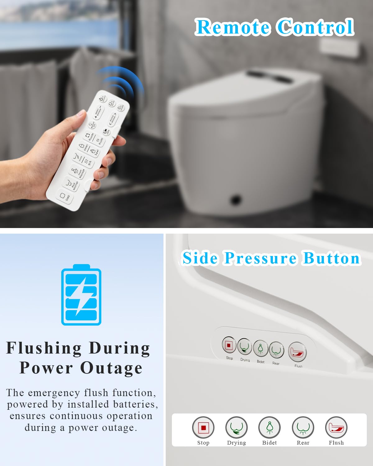 TOTTE Smart Toilet with Bidet Built-in, Auto Open/Close Lid, One Piece Elongated Toilet with Instant Warm Water & Warm Air Dryer, Self-Cleaning Technology, Night Light, Tankless Toilet, ECO Mode