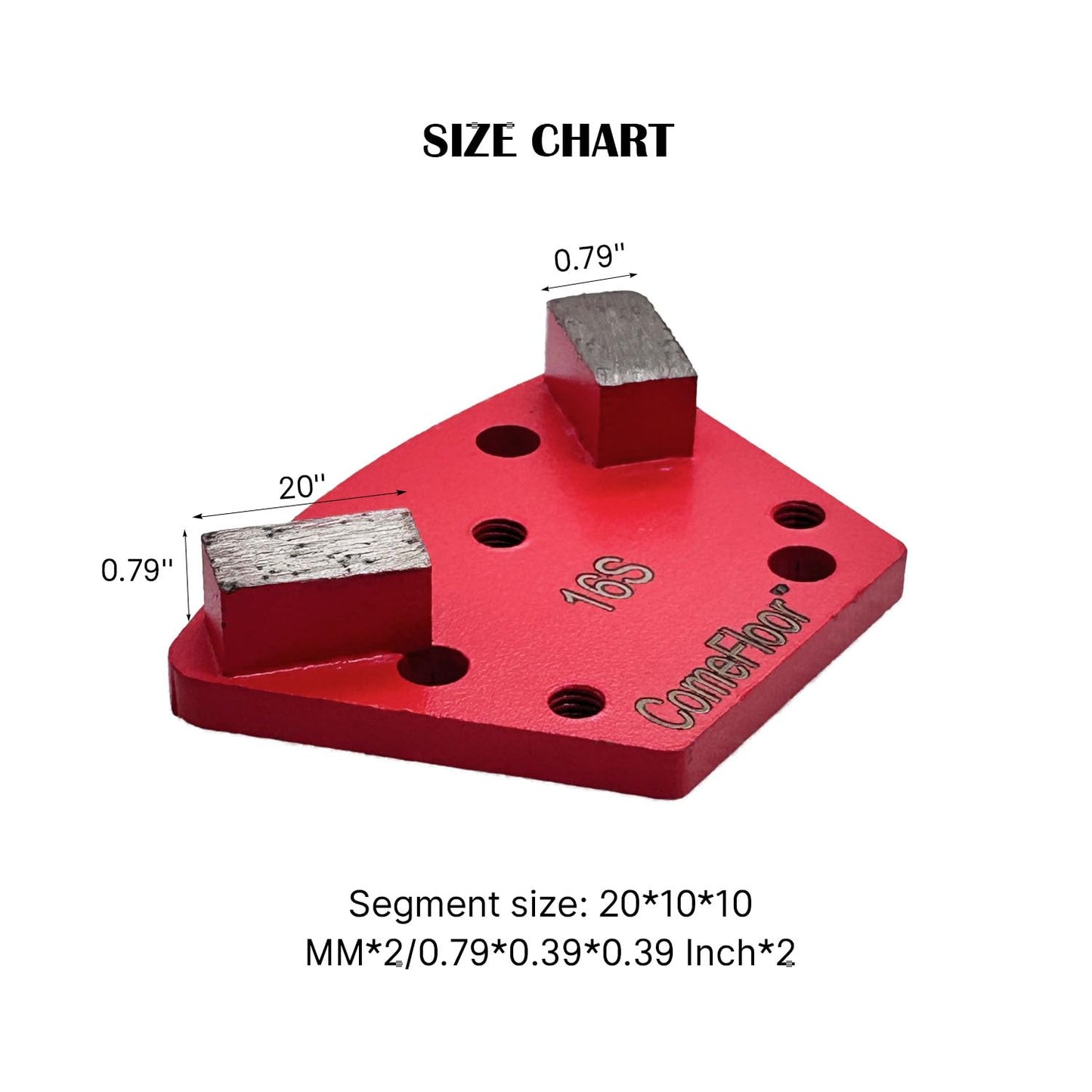 Trapezoid Diamond Metal Grinding Shoes for Concrete Floor, Compatible with Diamatic/Sase/CPS Grinders, Half Bar Seg 16 Grit Soft Bond, 9PCS