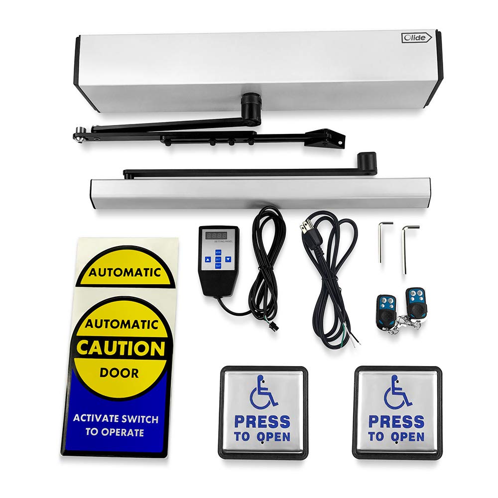 Olideauto DSW120 Automatic Door Opener for Handicapped with Wired Stainless Steel Handicap Push Buttons