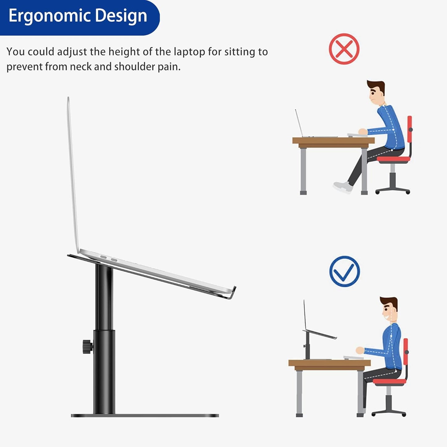 BESIGN LSX6N 10-15.6" Laptop Stand, Ergonomic Adjustable Notebook Riser, Computer Holder, Laptop Mount Compatible