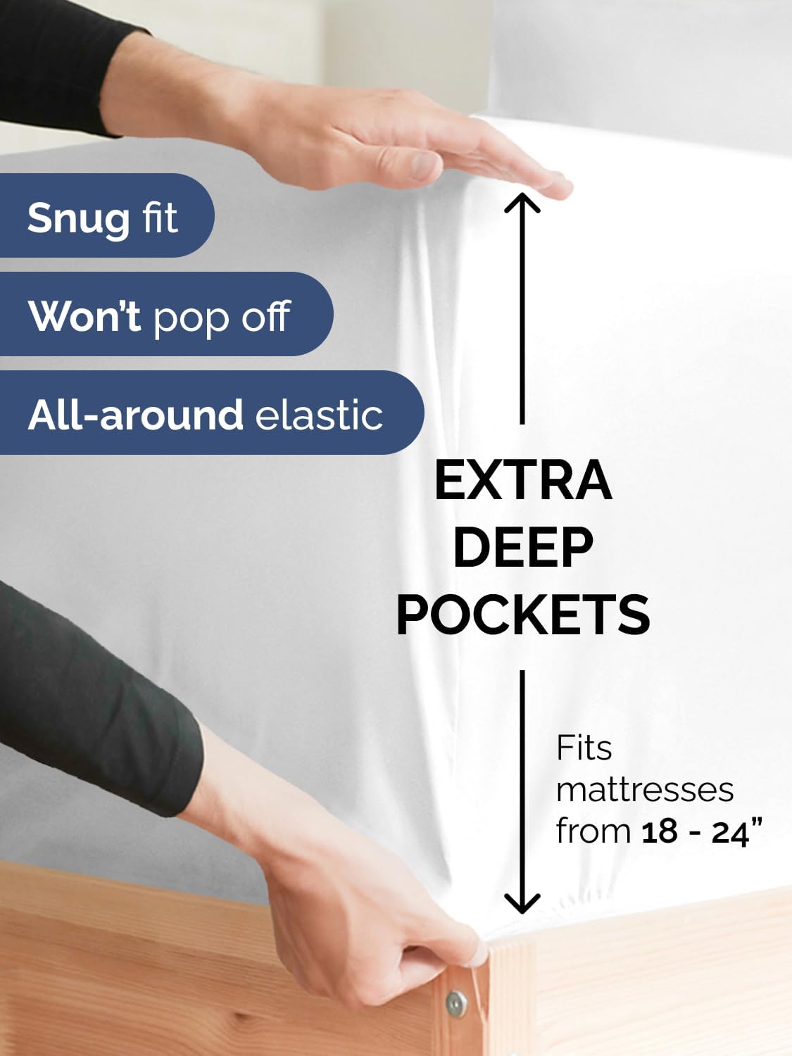 Skiennix Extra Deep King Sheet Set - 6 Piece Breathable Cooling Sheets | Luxury Hotel Bedding - Soft, Wrinkle-Free, Easy Fit - White