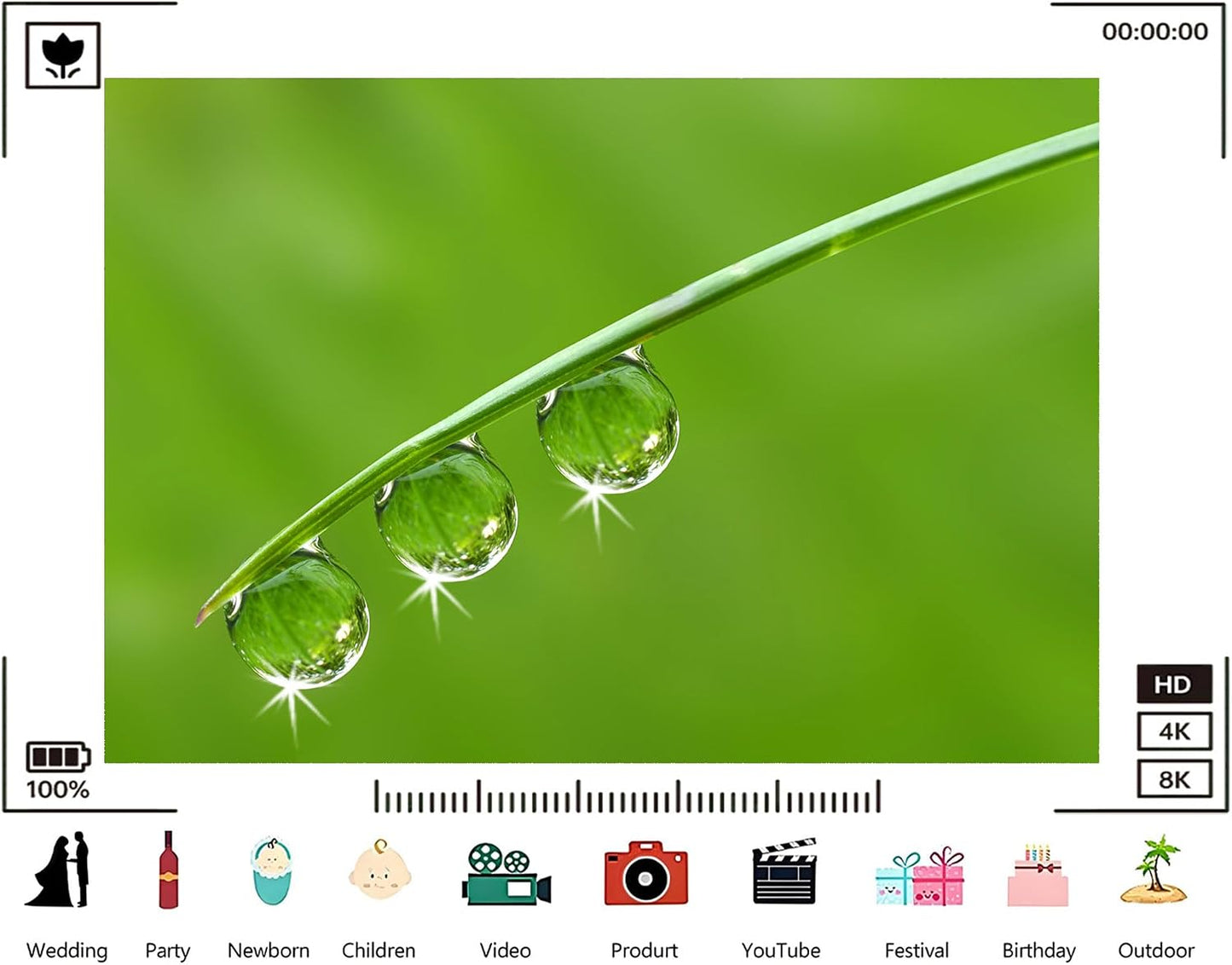 TryKid 10x6.5ft Green Dewdrop Grass Backdrop Sparkling Water Drop Blade Photography Background Fresh Spring Nature