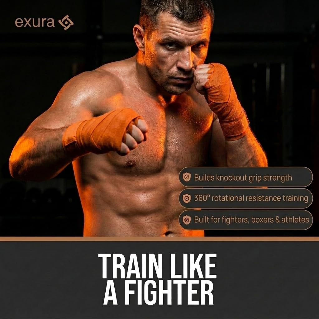 Exura Spinning Rotator Burn Machine, Kinetic Arm Forearm Exerciser & Boxing Rotation Trainer with 12 LB Adjustable Resistance for Rotator Cuff, Shoulder Mobility, Grip & Wrist Strength Titan Training
