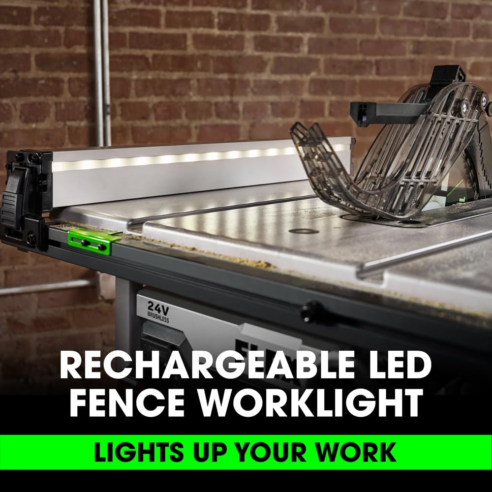 FLEX 24V Brushless Cordless 10-Inch Table Saw Kit with 10.0Ah Stacked Lithium Battery and 280W Rapid Charger - FX7221-1J
