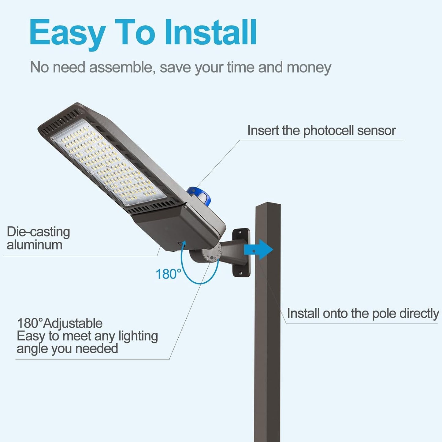Lightdot 600W LED Parking Lot Lights 150000Lms (Eqv.2400W MH/HPS) 5000K LED Pole Lighting Dusk to Dawn Parking Lot Light with Arm Mount for 30~65Ft Height Roadways/Yard/Roadway/Backyard/Garage-2Pack