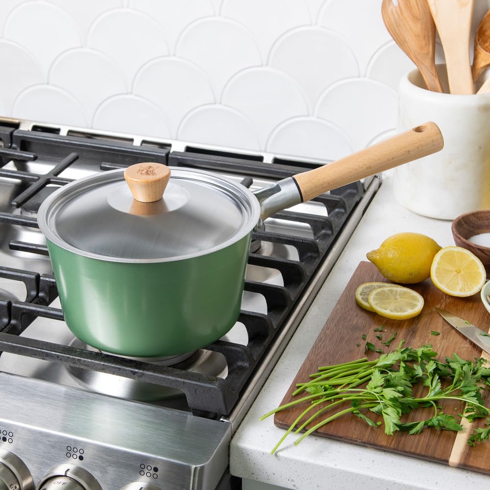 Nordic Ware Cardamom Ceramic Nonstick 3 Quart Saucepan with Lid