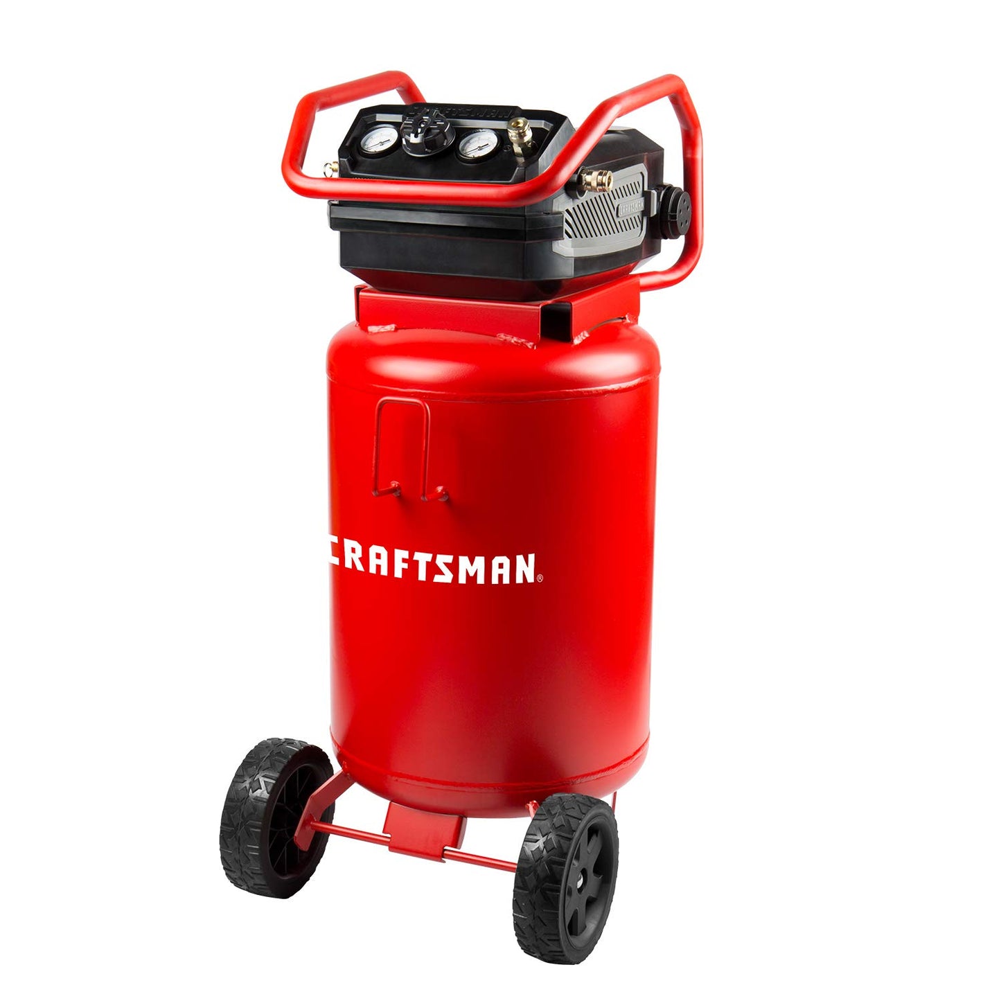 Craftsman Air Compressor, 20 Gallon Oil-Free 1.8 HP Max 175 PSI Pressure Two Quick Couplers Big Capacity, Red- CMXECXA0232043
