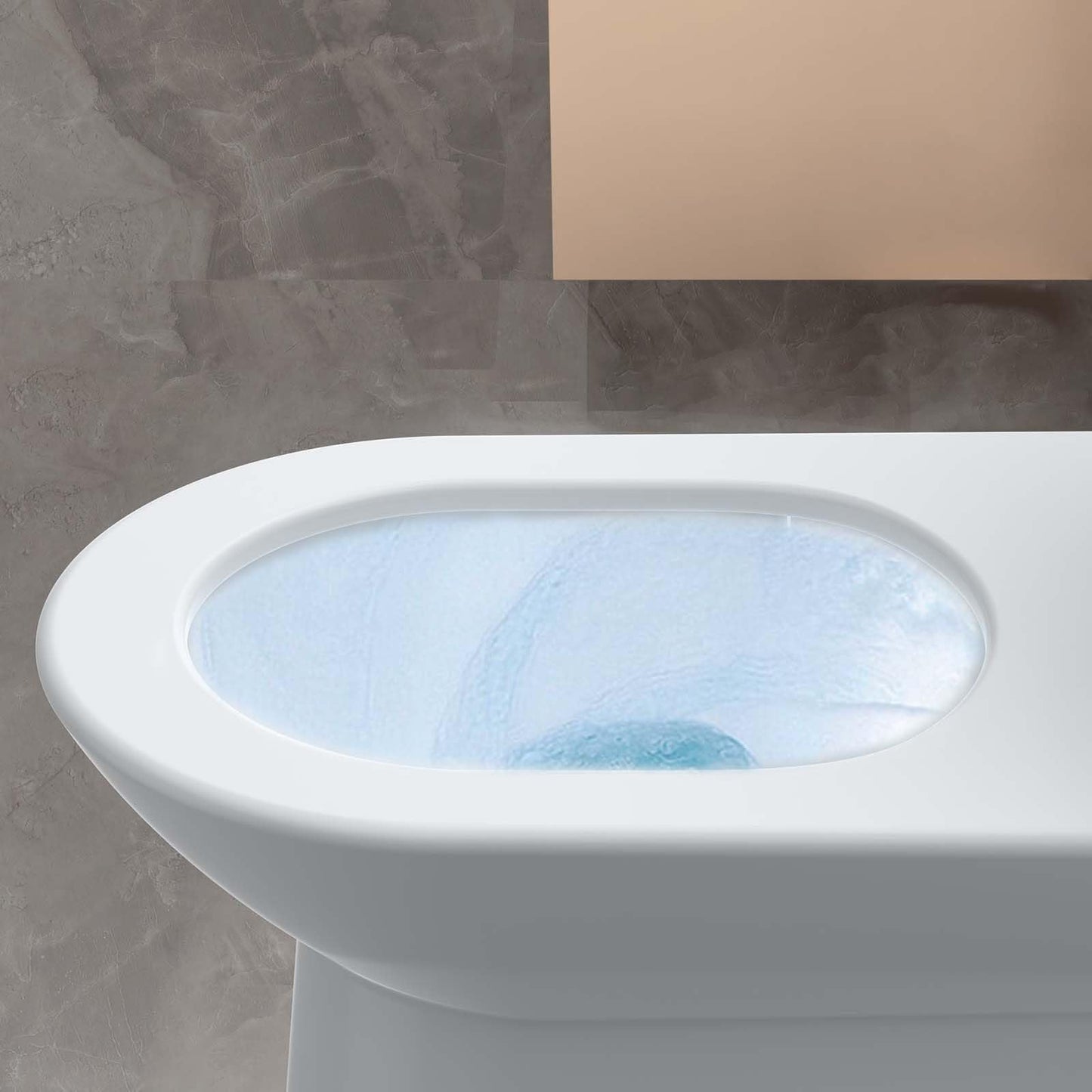 Toilet Two-Piece Round, Side Flush Handle, White Ceramic, Bottom-Lock PP Soft Close Seat, Efficient Flushing System, Easy Installation, Compact Modern Bathroom Toilet, Space Saving, Durable Design, Ea