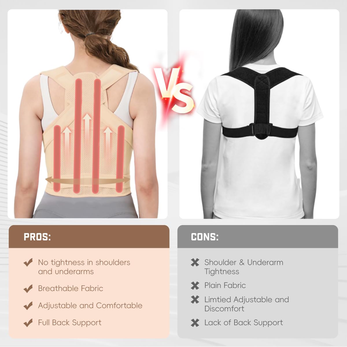 BLACKYEW Back Brace Posture Corrector for Women & Men, Adjustable Shoulder Straightener with Full Back Support, Relief for Lower & Upper Back Pain, Hunchback & Scoliosis (Beige, Medium)