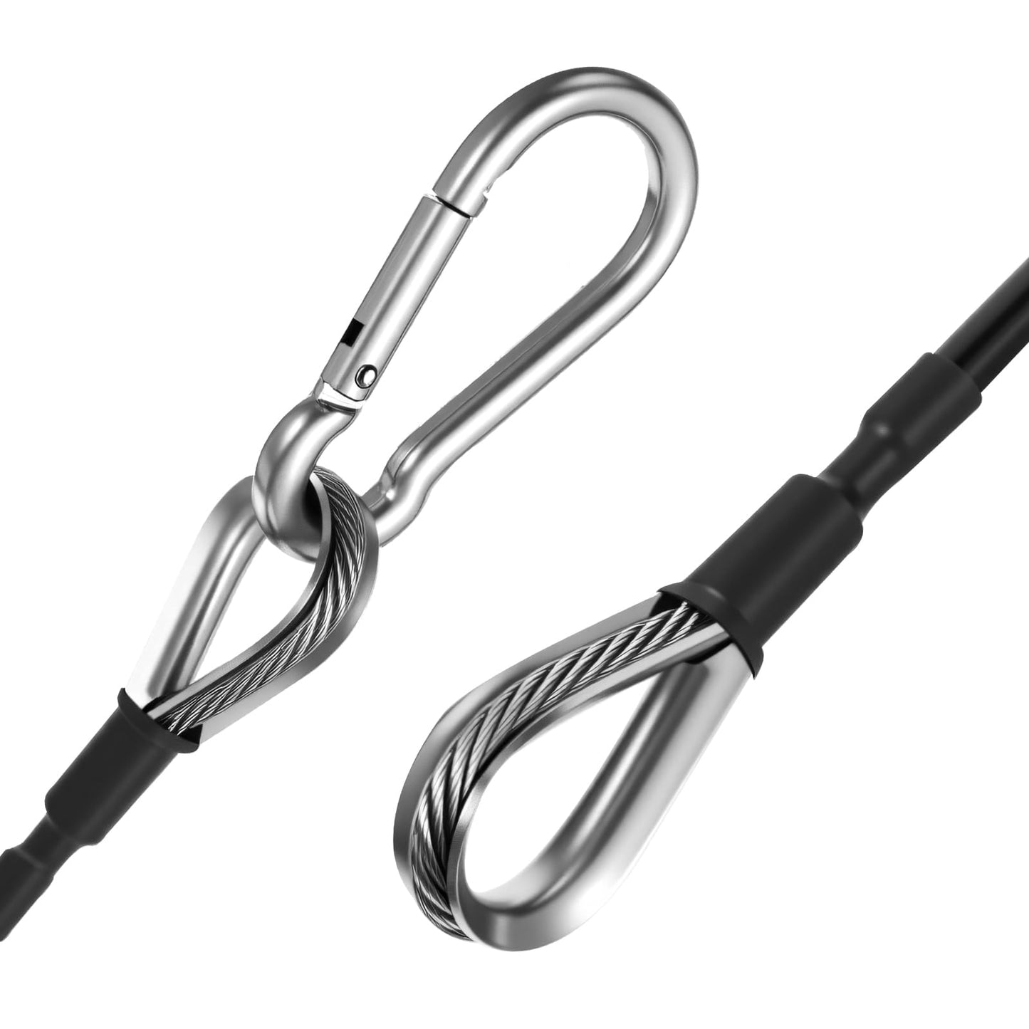 2PCS Gym Cable Extension, 0.2" Thick Pulley Cable Machine Attachment Fitness Extension Steel Wire Rope Replacement, Compatible with Home Gym for Lat/Tricep Pull Down, Leg Extensions Machine(10")