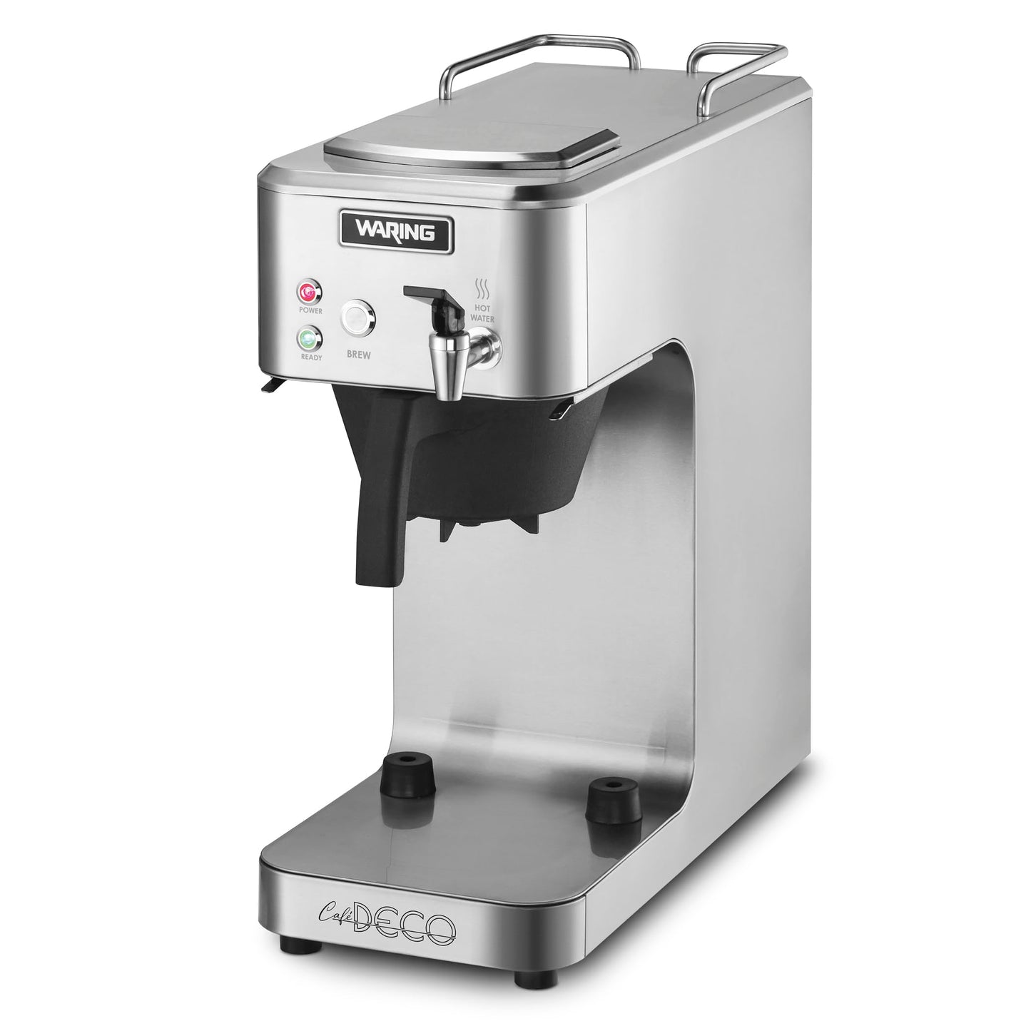 Waring Commercial Café Deco Thermal Coffee Brewer, 3.9 Gallons per Hour, Fits Large 64 oz Thermal Carafes, Stainless Steel, Front Mounted Faucet, NSF Certified, WCM60PT