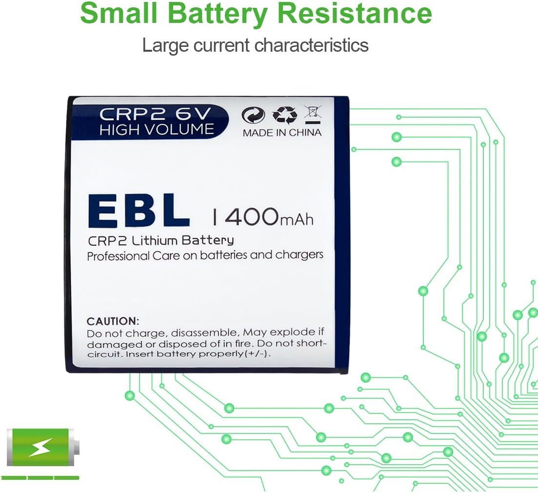 EBL CR-P2 6V 1400mAh, 223A DL223A EL223AP Lithium Photo Battery Compatible with for Camera Flash Units