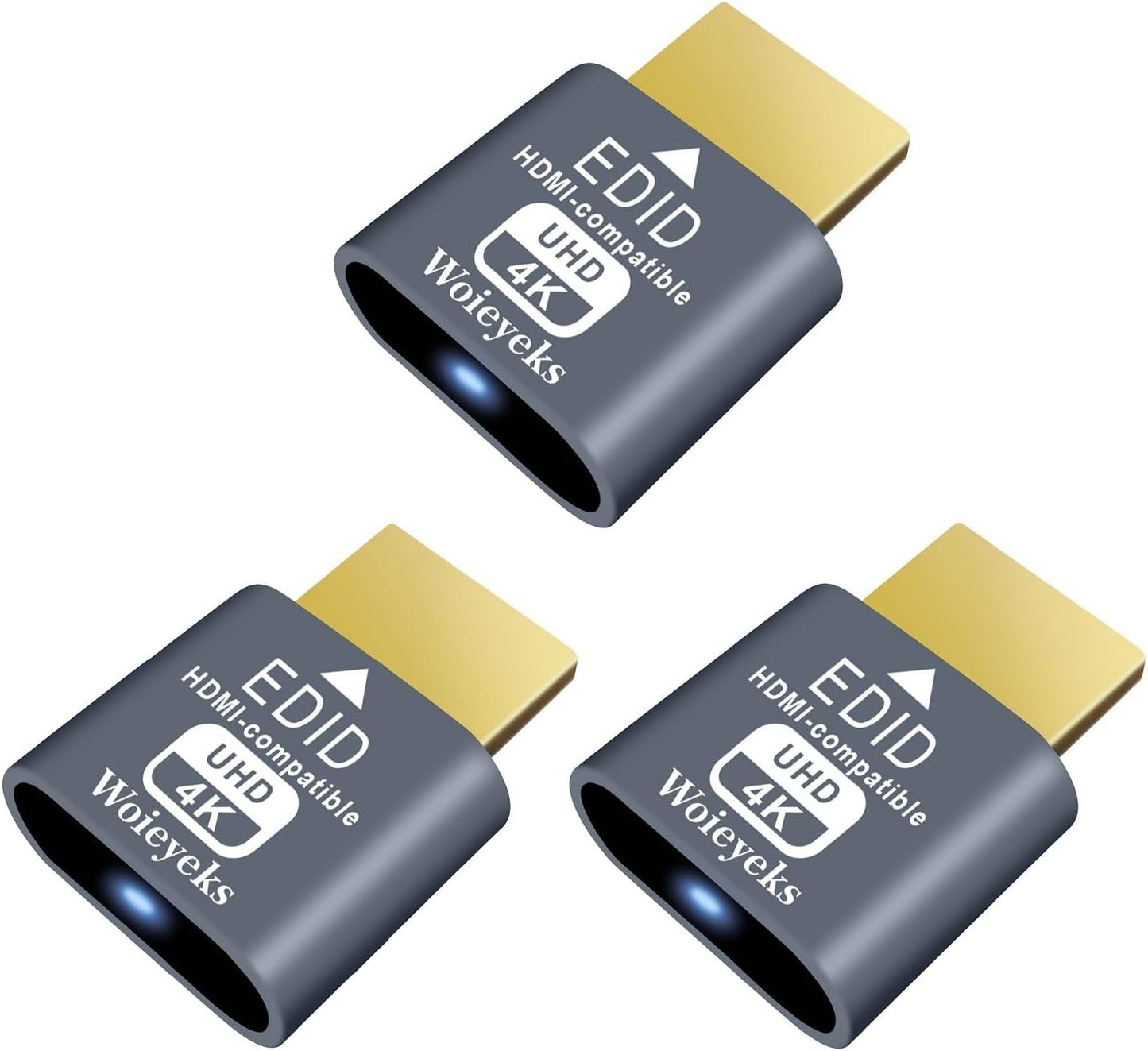 Woieyeks 3 Pack Dummy 4K 4k@60Hz,1080@120Hz HDMI Plug HDR,Virtual Monitor EDID Emulator, Headless Display