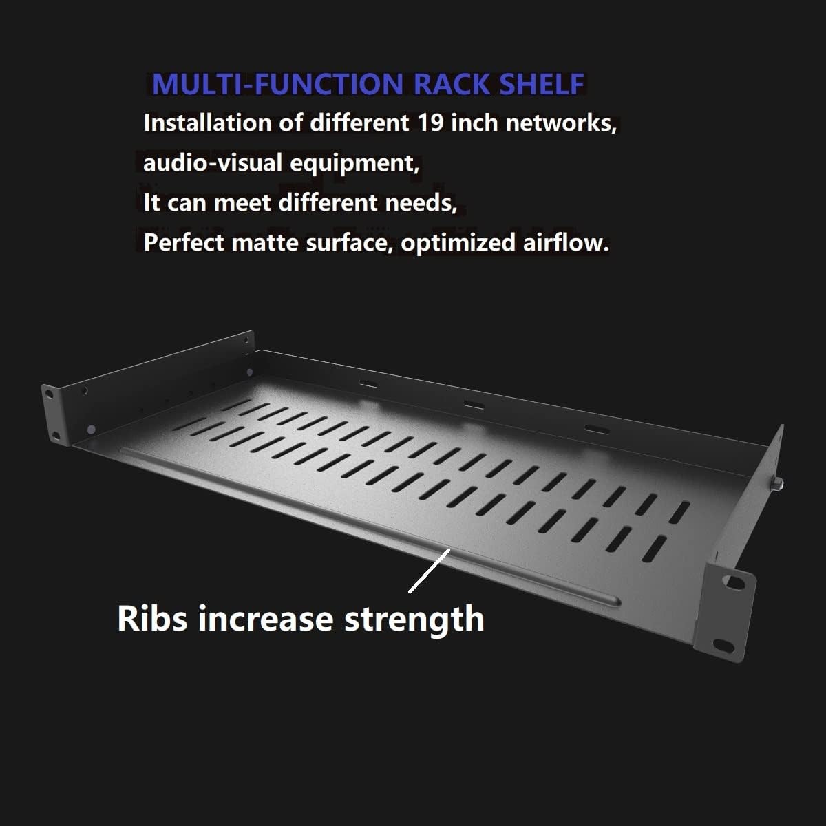 JINGCHENGMEI 1U 19 Inches (8 Inches Disassembled Vented Rack Shelf Universal Rack Tray No Lip for Network Cabinet