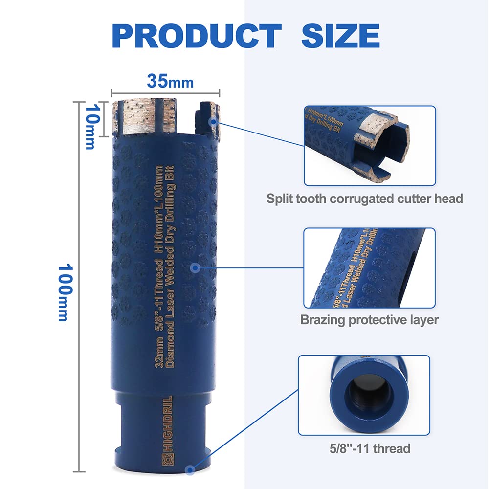 HIGHDRIL 13Pcs Diamond Hole Saw Kit and HIGHDRIL Diamond Core Drill Bits,1-3/8 Inch 35mm