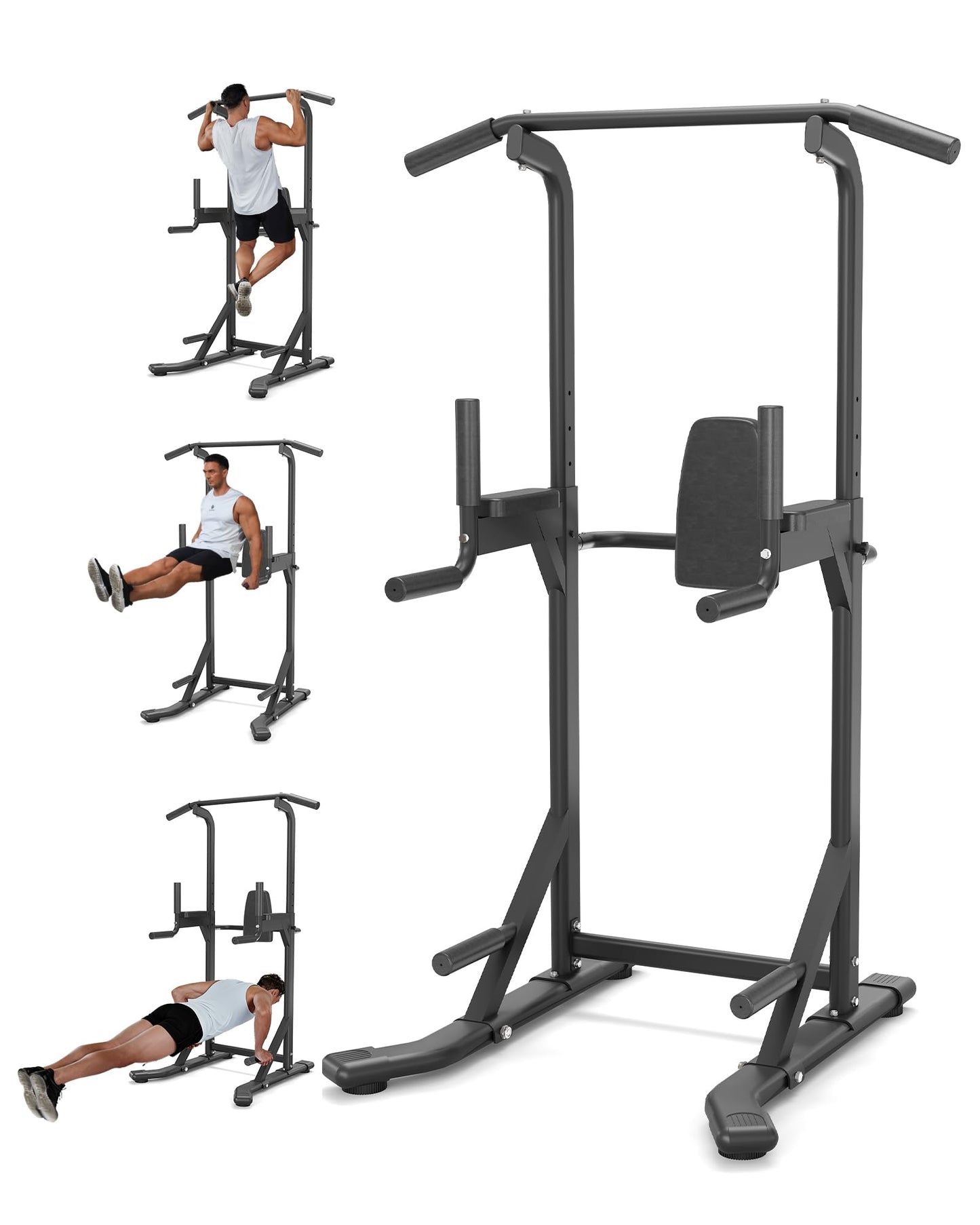 Multi-Function Power Tower 5-Level Adjustable Height Pull Up Bar Dip Station for Adult Home Gym, Heavy Duty Fitness Equipment for Pull-Ups, Chin-Ups, Knee & Leg Raises, Core Strength Training