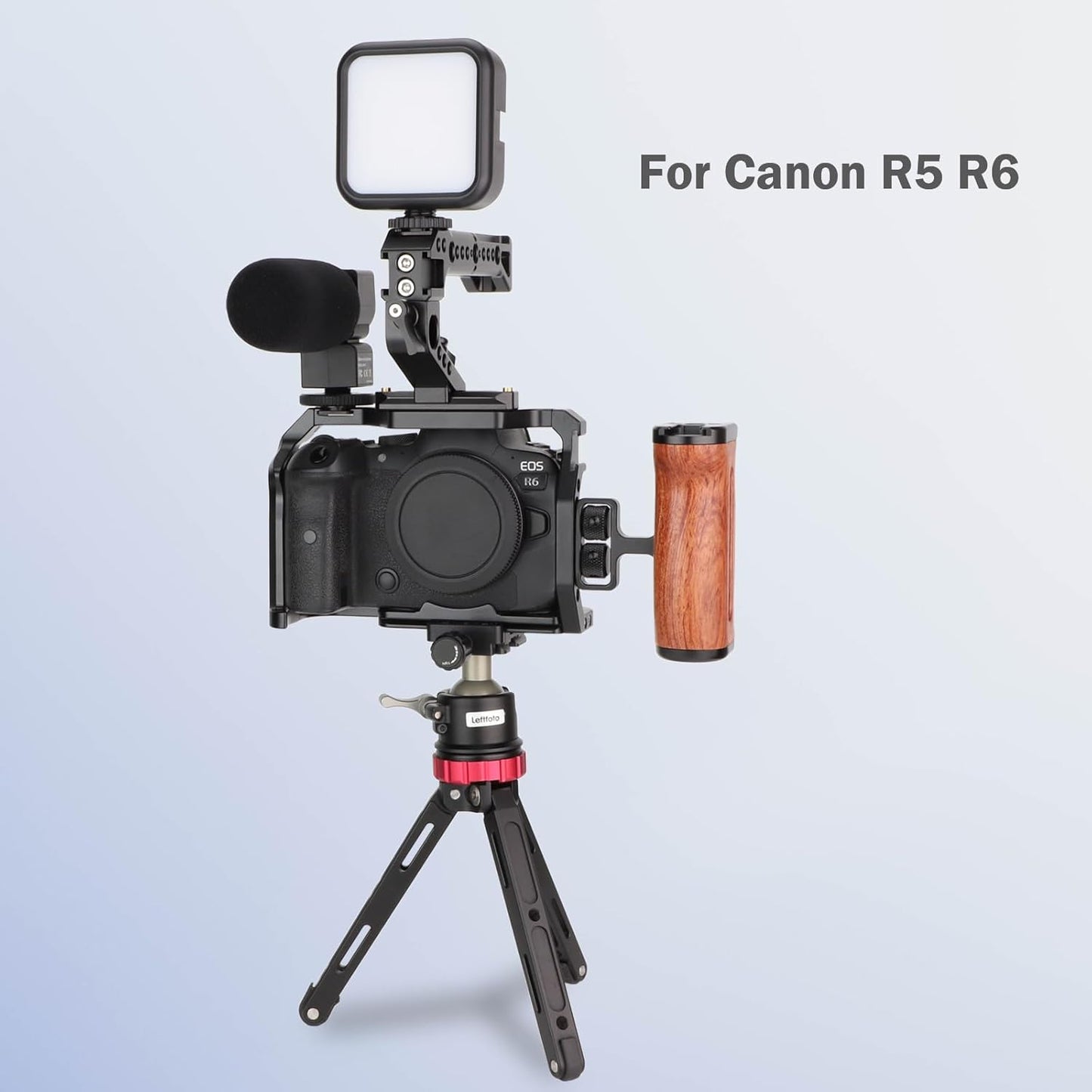 Leftfoto R5 R6 Camera Full Cage for Canon Mirrorless,Extension Mount Microphone Fill Light Bracket Filming