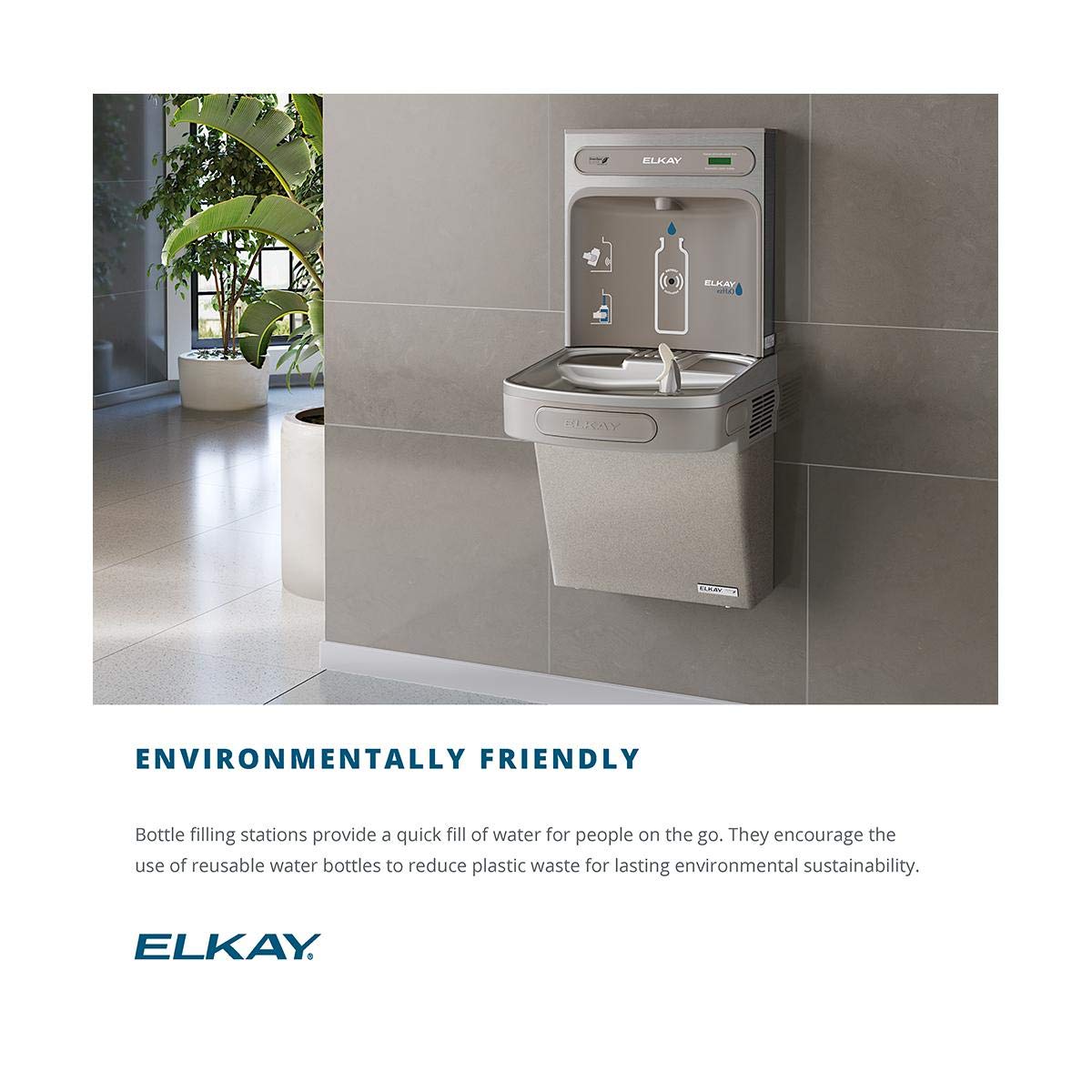 Elkay EZS8WSLK ezH2O Bottle Filling Station with Single ADA Cooler Non-Filtered Refrigerated Light Gray