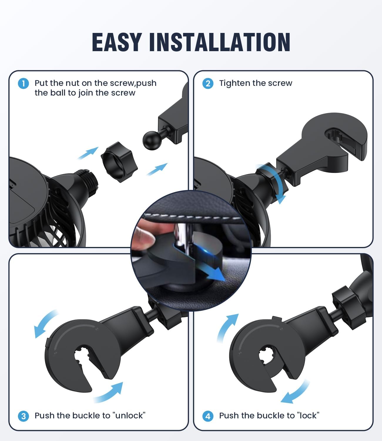 4 Speed,360 Backseat,5V LEMOISTAR Battery Operated USB Car Fan, Electric Cooling Fan, Degree Rotatable Cooling Air