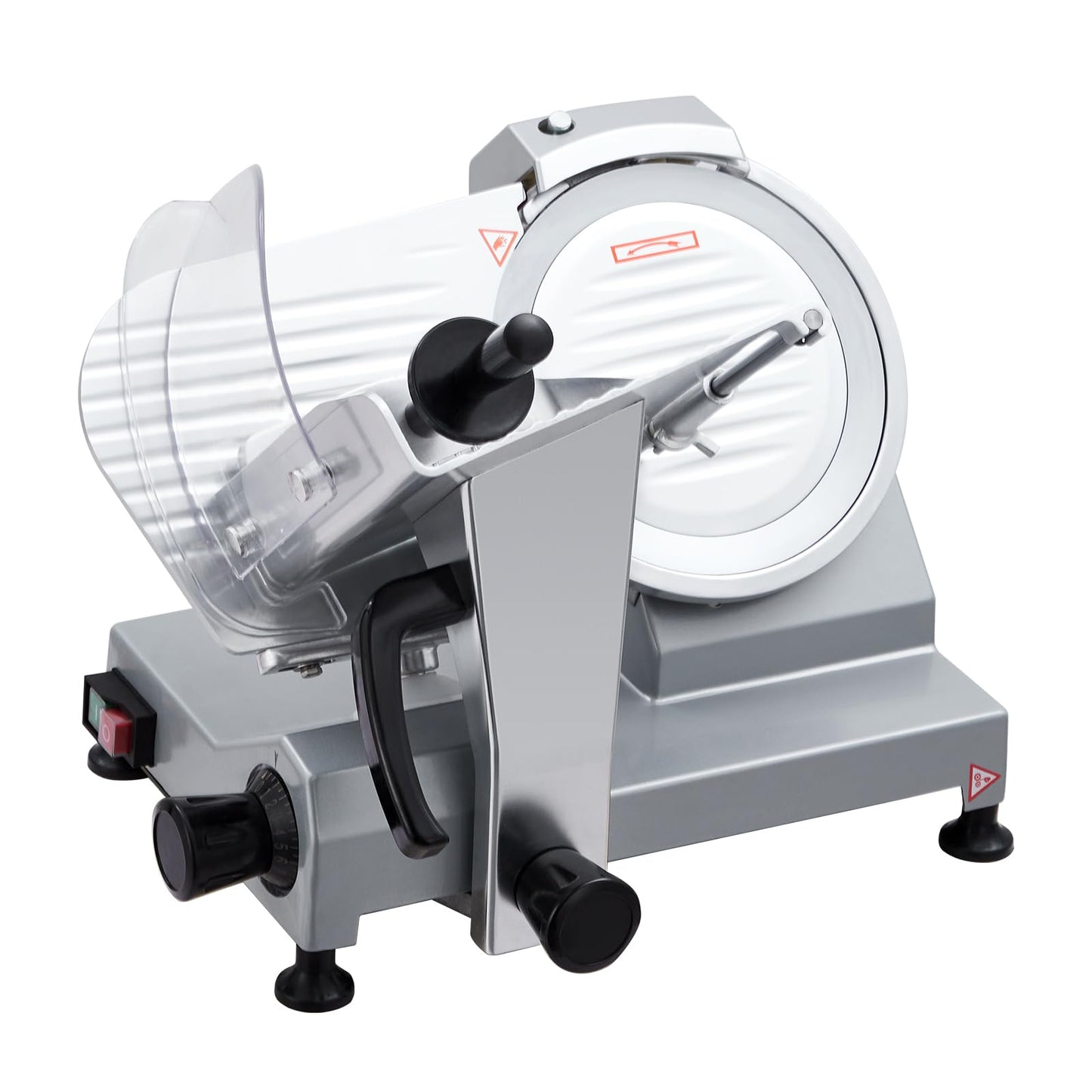 10 Inch Electric Meat Slicer, 670W Dual Power Fully Automatic Food Slicer, Stainless Steel Blade, 0-16mm Adjustable Thickness Electric Meat Cutter, Portable Kitchen Slicer for Home Commercial Use