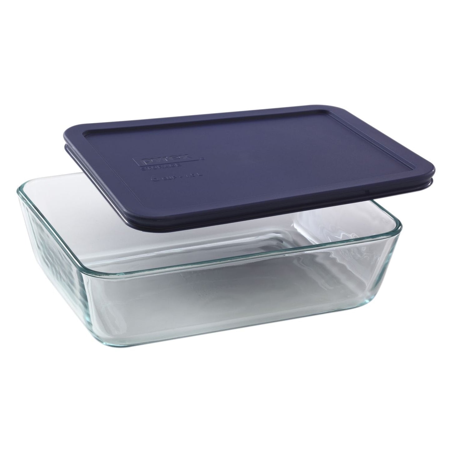 Pyrex 7211 6-Cup Glass Dish & 7211-PC Dark Blue Lid (4-Pack) - Made in USA