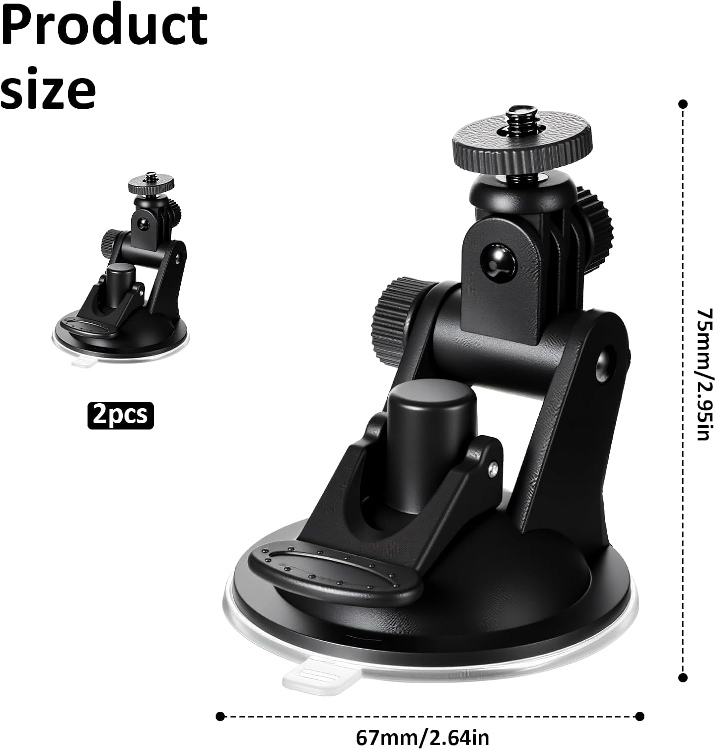 Qulkws 2PCS Dash Cam Suction Cup Mounts, Car Camera Mount, Windshield and Dashboard Suction Cup Mounts, Camera Mount