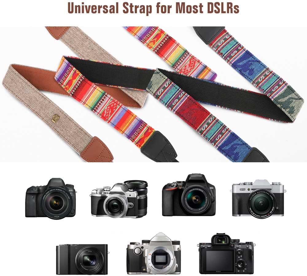 MoKo Camera Strap, Premuim Cotton Canvas Braided Adjustable Universal Sling Shoulder Neck Belt for All DSLR Digital