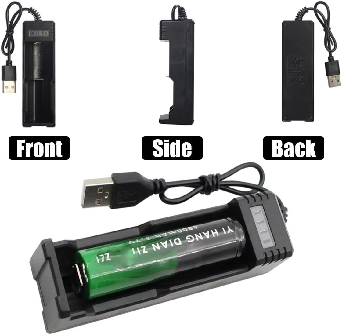 YOWPEY 1-Bay 18650 3.7V 10440 14500 16340 16650 14650 13350 18500 18650 Adjustable Battery Charger with USB Smart