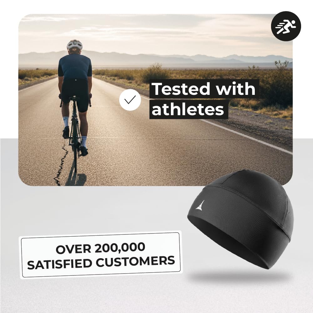Helmet Liner Sweat Wicking Skull Cap Beanie. Ultimate Performance Moisture Wicking. Fits Under Helmets American Black