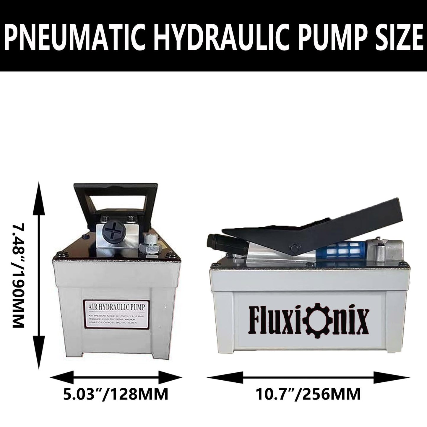 Air Hydraulic Pump 10,000 PSI, 1.7L Reservoir, NPT 1/4" Inlet, NPT 3/8" Oil Outlet,Hydraulic Pump Air Hydraulic Foot Pump with 6.6ft Pipe, Gray